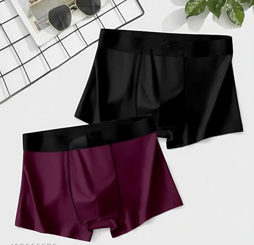 Image of Anti Bacterial Micromodal Solid Underwear for Men Combo Airsoft Trunk Breathable Inner for Men Sweatproof Underwear Imported Nylon Fabric Multi Pack of 2