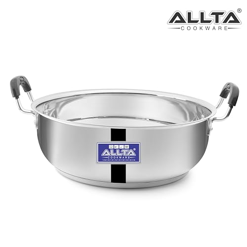 Image of ALLTA Stainless Steel Deep Induction Bottom Kadhai | 28cm | 4.3 litres | Sandwich Bottom| Heavy Guage