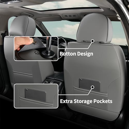 Image of FLORICH Car Seat Cover Front Seats Leather Full Coverage Car Seat Covers Car Seat Protector Waterproof Seat Cushion Universal Fit for Most Cars Trucks SUV, Gray&Black