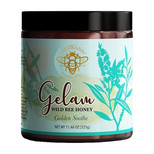 Image of Golden Soothe by Nirwana - Pure Wild Bee Gelam Honey from Malaysian Rainforest, 325 g Glass Jar
