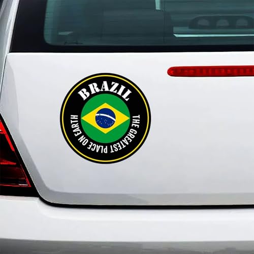 Calcomanías de vinilo para coche, diseño de bandera nacional de Brasil, con texto en inglés 'The Greatest Place On Earth', para coches, camiones, ventanas, portátiles, 11 pulgadas