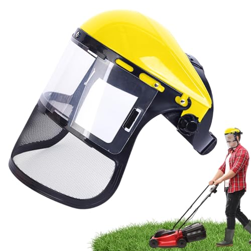 33.5x33.5x20cm Clear Full Face Protective Shield, Reusable Lawn Mowing Face, Dust Face Covers For Construction Work, Adjustable Safety Helmet With Visor Chainsaw Helmet Strimmer Face Guard