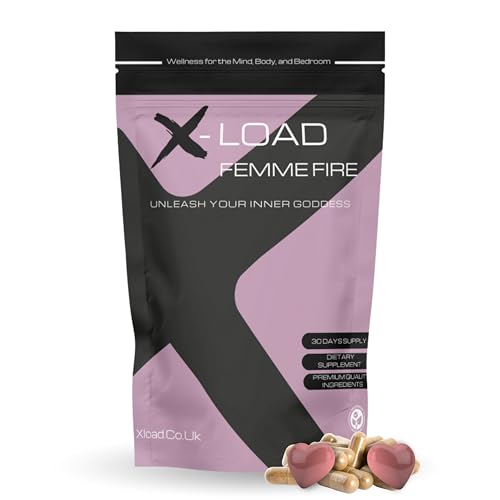 X-Load Femme Fire Libido Booster for Women | Menopause & Perimenopause Support Female Vitality Energy & Hormonal Balance | Damiana Ginseng & Muira Puama | Vegan Supplement