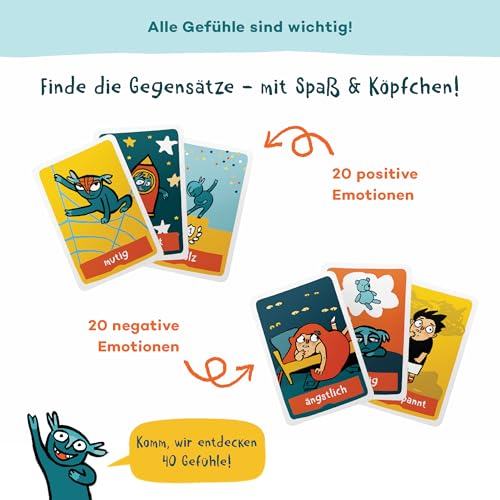 6-Minuten Gefühlskarten für Kinder [40 Emotionskarten + Mini-Geschichten] - Emotionale Intelligenz spielerisch fördern – Ideal für Schulstart & Einschulung