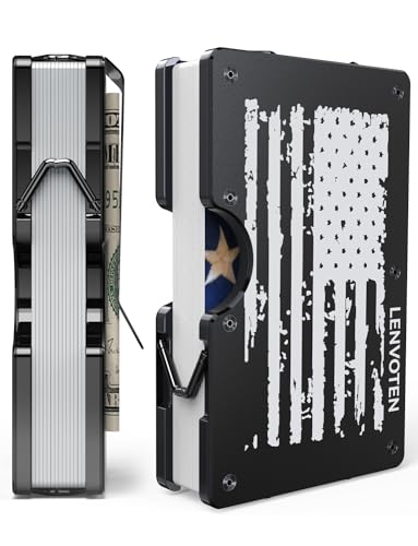 Lenvoten Credit Card Holder & Money Clip Wallets for Men-Slim RFID Blocking Men's Wallet Business Card Holder Mens Gifts Ideas (S8L-Patriot Flag)