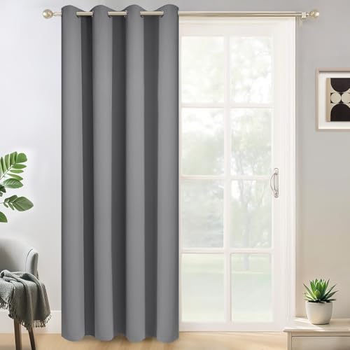 Yakamok Gray Blackout Curtain Panels 84 inches - Light Reducing Thermal Insulated Solid Grommet Blackout Curtains/Panels/Drapes for Living Room 1 Panel, 52 inches by 84 Inch, Grey