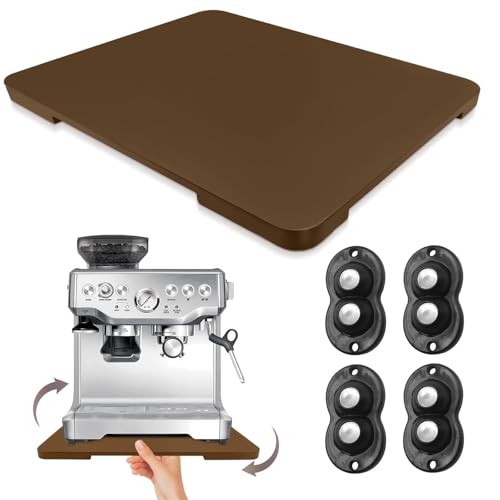 360Â° Rolling Tray Bamboo Appliance Slider for Kitchen Appliances, for Breville Espresso Machine Accessories, Sliding Tray for Coffee Maker Appliances Mat Easily from Under The Cabin Brown13\"Ã—15.7\"