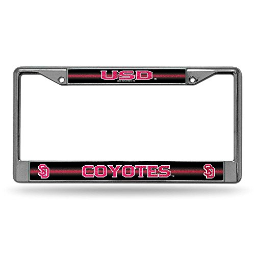 Rico Industries NCAA Bling Chrome License Plate Frame with Glitter Accent, South Dakota Coyotes