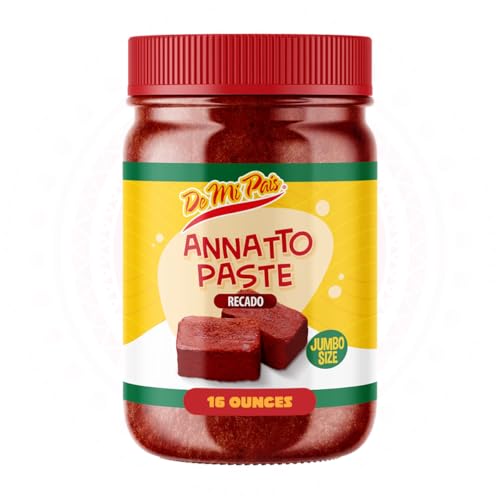 De Mi Pais Pasta Recado, Jumbo Size Annato Paste, for Authentic Achiote Seasoning, Perfect for Tacos and More, Premium Quality Spices for Flavorful Groceries, 16 Oz, Convenient 1-Pack