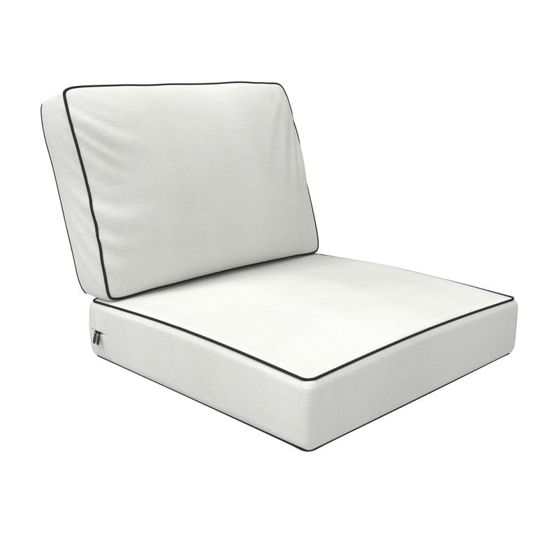 Covers & All Square Sunbrella Dining Chair Cushion, High-Density Foam Indoor/Outdoor Chair Cushions, Water Resistant, UV & Fade Resistant for Furniture and Patio Chair Cushions (Linen Natural)