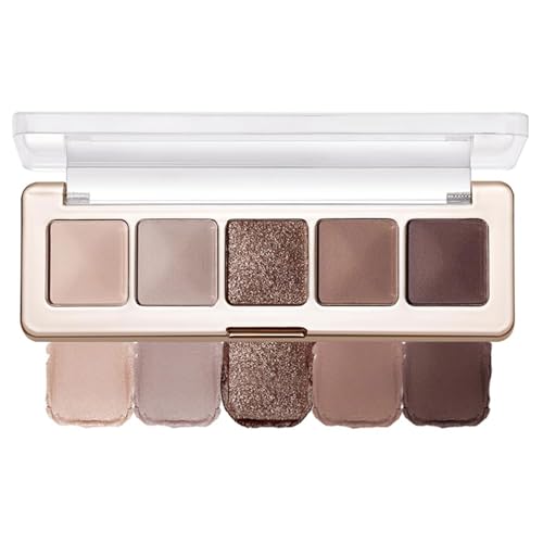Muorruo Neutrale Nude-Braun-Lidschattenpalette, hochpigmentierte, verblendbare, langanhaltende Lidschatten- und Konturpalette für ein sanftes Glamour-Make-up im Alltag für reife Augen, 01