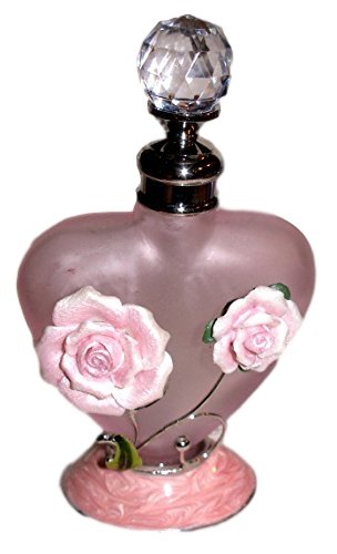 Lovely Pink Porcelain Rose Heart-shaped Pink Enamel Perfume Bottle