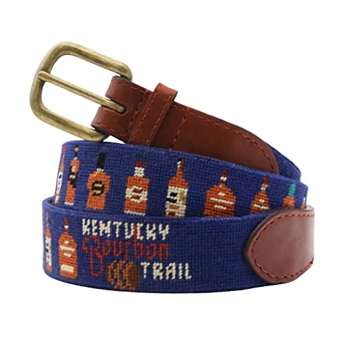 Kentucky Bourbon Trail Needlepoint Belt in Navy by Smathers & Branson