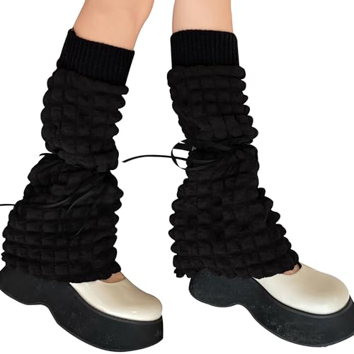 HYTENSUN Women Girls Leg Warmers Y2k Kawaii Japanese Bubble Lacing Thigh High Slipper Socks Loose Socks