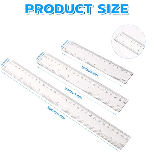 Lineal, 6 Stück Transparente Kunststofflineale, 15cm 20cm 30cm Lineal, Präzisionsmesswerkzeug Für Schule, Büro, Zeichnen, Lernen, Mathematikunterricht, Ingenieure, Architekten