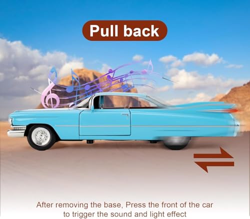 Image of FEXXA 1:32 Scale Die Cast Eldorado Cadillac Exclusive Alloy Metal Pull Back Die-cast Car Model with Sound Light Mini Auto Toy for Kids Metal Model Toy Car with Sound and Light? (1.32 Eldorado-Blue)