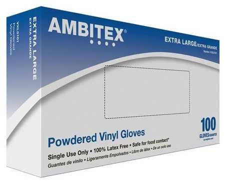 Tradex AMBITEX Non-Sterile Powdered General Purpose Vinyl Glove X-Large VXL5101 10 Boxes of 100 / 1000 Total Gloves