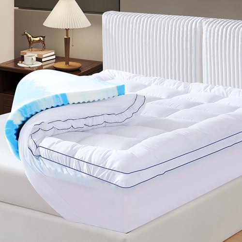 NicePlus Dual Layer 4 Inch Memory Foam Mattress Topper, 2 Inch...