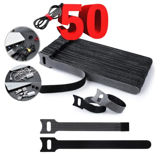 50 Abraçadeira Organizador de Cabos e Fios Presilha Com Crepe 15cm Fixador Reutilizável Serve em Plantas cabos USB Chicote