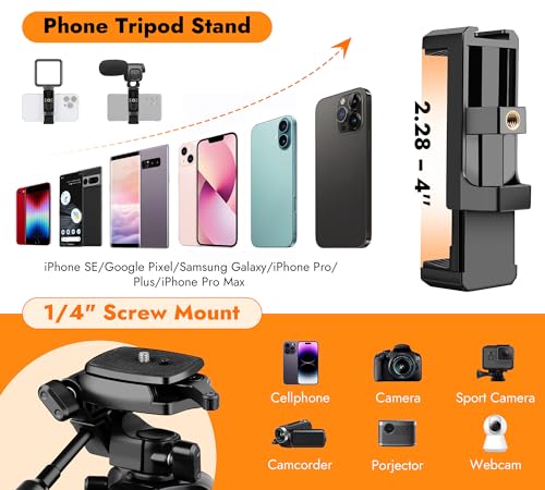 Image of JOILCAN Phone Tripod Stand - 67 inch Aluminum Extendable Tripod with Remote, Portable Tripods for iPhone Photos Selfie & Video, Compatible with iPhone DSLR Camera Projector