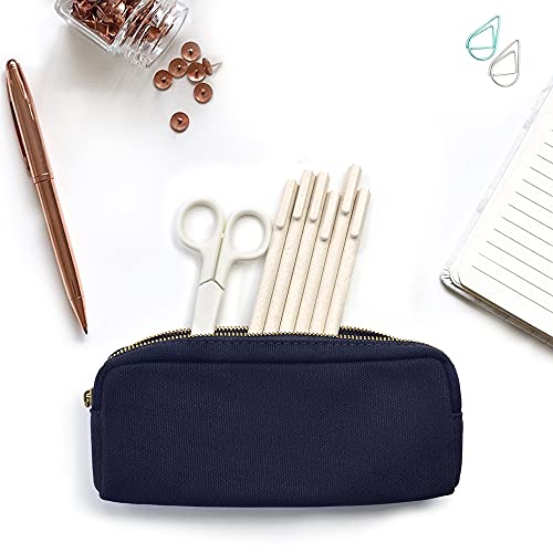 Image of Pencil Pen Case, Canvas Pencil Pouch Big Capacity Pen Bag with Zipper Durable Stationary Storage Bag for Adult Students Officers