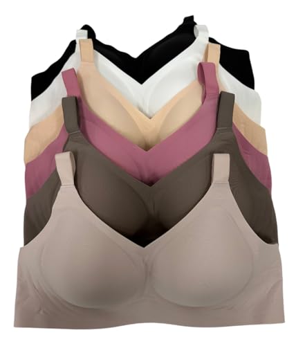 Image of Viola's Secret 6 Pack of Color Print T-Shirt Bras B Cup C Cup and D Cup