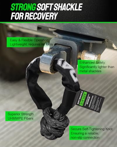 Image of DAYDOOR 68,300 LBS Soft Shackle Recovery Kit, 3 /4 inch x 24 inch (2-Pack) with 7075 Aluminum Snatch Ring, Winch Accessory for Ford F250 /F350, Ram 2500 /3500, Heavy Tractor & Full-Size Trucks(Gray)