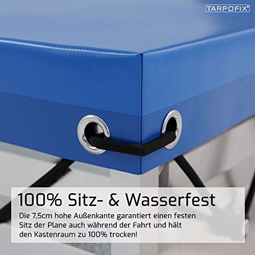 Tarpofix® Anhänger Plane 150 x 100 cm inkl. Planenseil | Anhängerplane Flachplane aus PVC PLANENMATERIAL | Verstärkte Brenderup Anhänger Plane für DDR PKW Hänger | Abdeckplane Anhänger Abdeckung Blau – Bild 6