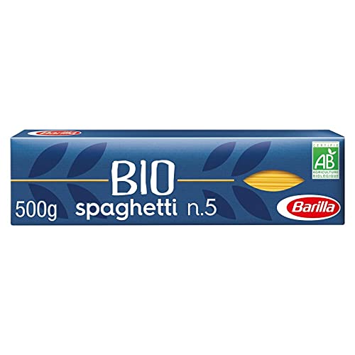 BARILLA Pasta de espagueti orgánica, 500 g, auténtica italiana, tamaño práctico, sin gluten, paquete de 4 unidades