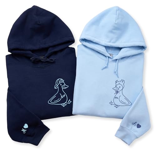 COUPLEHOODIES Custom Embroidered Matching – Cute Duck Design for Boyfriend and Girlfriend (Style...