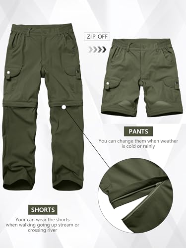 Kids' Cargo Pants, Boys Convertible Hiking Pants, Boy Zip Off Outdoor Casual Pants Quick Dry Climbing Trousers for Youth2