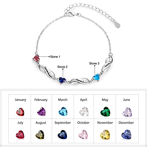 Personalized Infinity Mothers Bracelets Custom 1-7 Names Heart Birthstone Bracelets for Women Adjustable Link Bracelet Gifts for Mom Grandma3