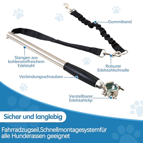 YedZen Fahrradleine für Hunde, 180° Gedreht Freihändiges Hunde Fahrrad Trainingsleine mit Schnell Befestigungsmechanismus, Fahrrad Hundeleine Sicher mit Haustieren für Train/Joggen/Radfahrena&Outdoor