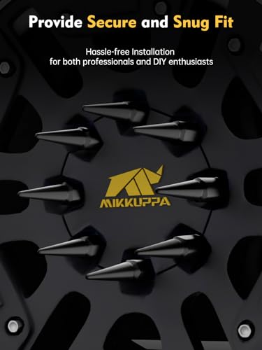 Image of MIKKUPPA M14x2.0 Spike Lug Nuts, Black 32PCS 4.4 inch Tall Acorn Lug Nut | Solid, With 1 Socket Key, Replacement for 1994-2014 Ford F150, 1997-2013 Expedition