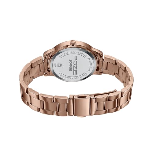 Image of Sonata Poze 9 with Quartz Analog Silver Dial IPG Strap Watch for Women - SP80185WM01W