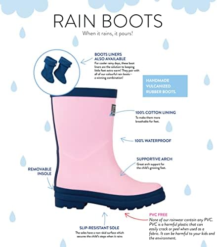 Hatley Baby Classic Rain Boots, Pink & Navy, 4 US Unisex Infant | Image 4