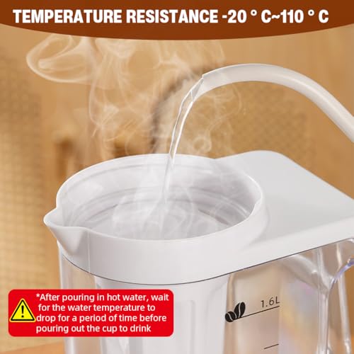 Image of Supvox Cold Brew Coffee Maker 1.6L Glass Kettle with Detachable Mesh Strainer, Leak-Proof Lid, V-Spout Nozzle, and Ergonomic Handle for Cold Brew Coffee, Tea, and Fruit Infusion Drinks