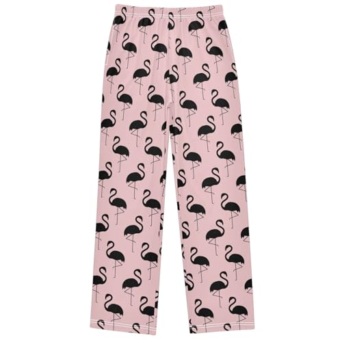 Boy's Pants Simple Black Flamingo Pink Jogger Pants Elastic Waist Long Bottoms Trousers with Pockets 6-14 Years
