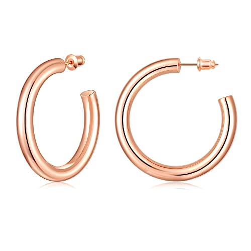 Image of Gacimy 14K Gold Plated Chunky Open Hoop Earrings for Women