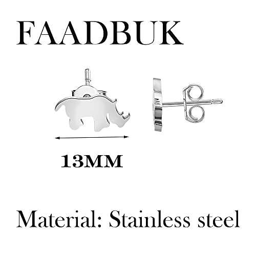 FAADBUK Rhino Stud Earrings - Rhinoceros Animal Jewelry Safari Wildlife Zoo Keeper Gift2