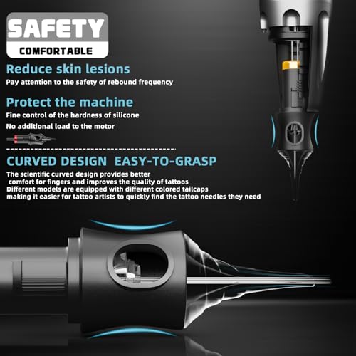 Image of POSEIDON 20PCS Tattoo Cartridge Needles #10 (3RL) Standard Round Liner Tattoo Needles with Membrane Professional Disposable and Safety Tattoo Needles for Tattoo Pen