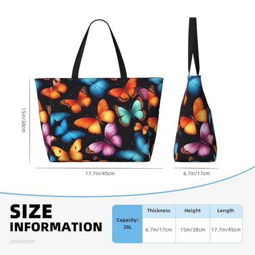 Fashion Colorful Butterfly Print Beach Bag Waterproof Beach Totes Bags For Women, Lightweight Foldable Pool Bag With Zipper Wet Compartment4