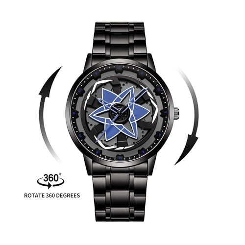 Image of Branded Men's Sport Quartz Watch Ninja Wheel Dial 360 Rotating Casual Fashion Stainless Steel Alloy Mens & Boy's Luxury Metal Gift Creative Watch