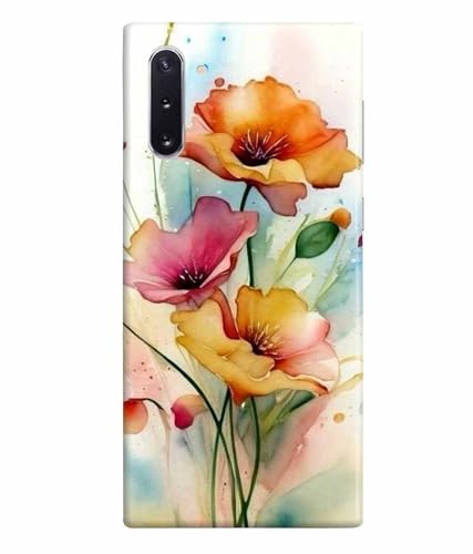 Image of Printed Hard Back Case Cover & Compatible for Samsung Galaxy Note 10 | Flower Painting Art (Multicolor) - D1187