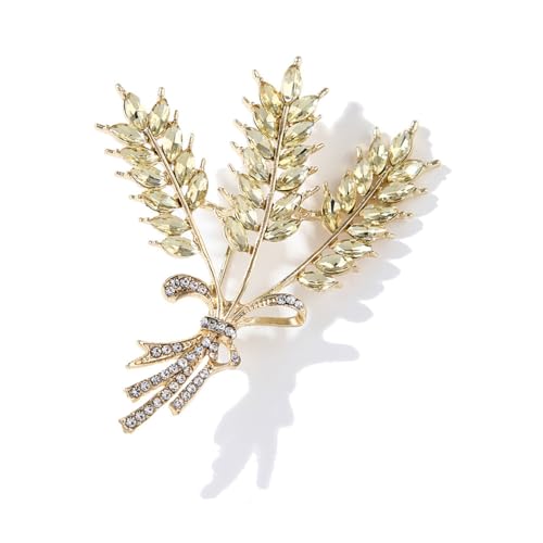 Image of Rhinestone Wheat Brooch for Women Gold Crystal Pearl Wheat Sheaf Brooch Pin Elegant Clothing Hat Bag Accessories Christmas Birthday Party Wedding Costume Jewelry