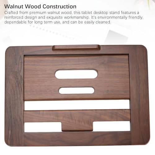 Soporte para tableta y portátil plegable de madera de nogal para escritorio 4