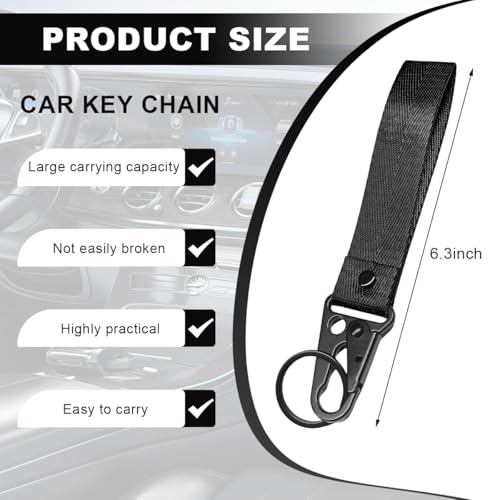 Image of Wevdn Car Key Chain, Fabric Metal Practical Multifunctional Motorcycle Keychain, Anti-Lost Keychain with O-Ring for Men Women (Black)