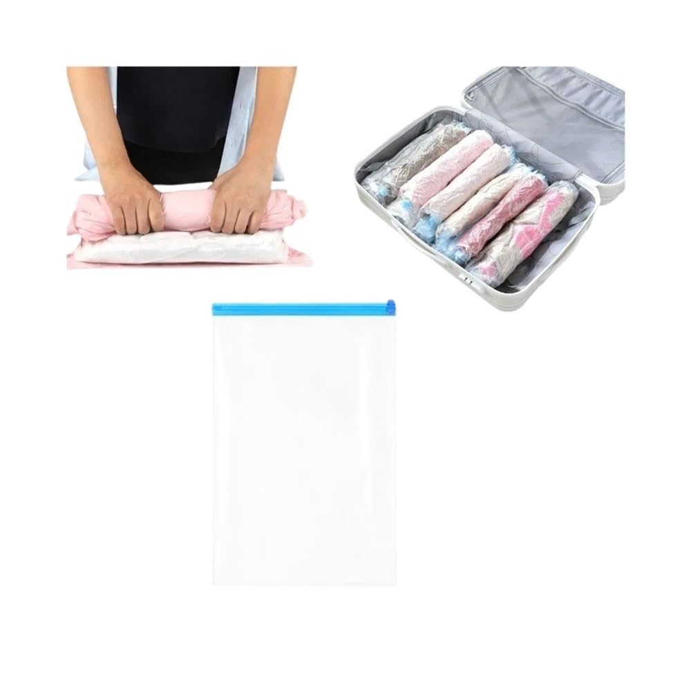 1-8pc Roll Up Space Saver Travel Storage Bags Travel Accessories Compression Bag For Packing & Clothes, No Pump Or Vacuum Needed(1pcs,35x50cm)