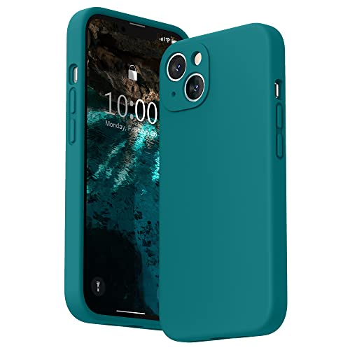 SURPHY Cover per iPhone 13 con Vetro Temperato (6,1'), Custodia per iphone 13 Silicone con Protezione Fotocamera, case protezione Completa ,Antiurto, Morbida Microfibra Antigraffio (Teal Blue)