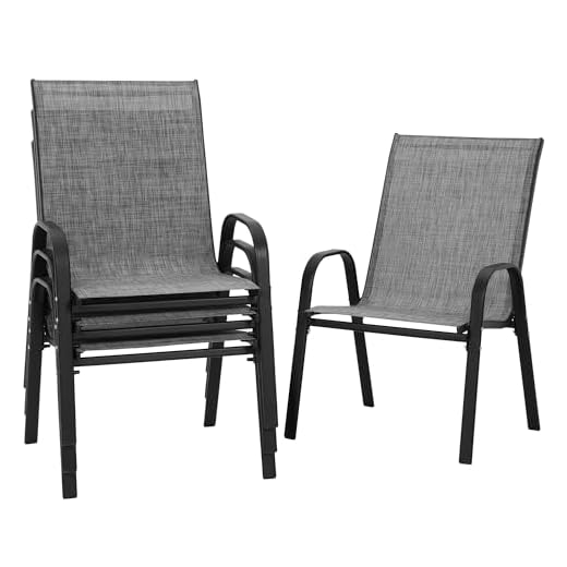 PIZZELLO Set of 4 Stackable Patio Chairs